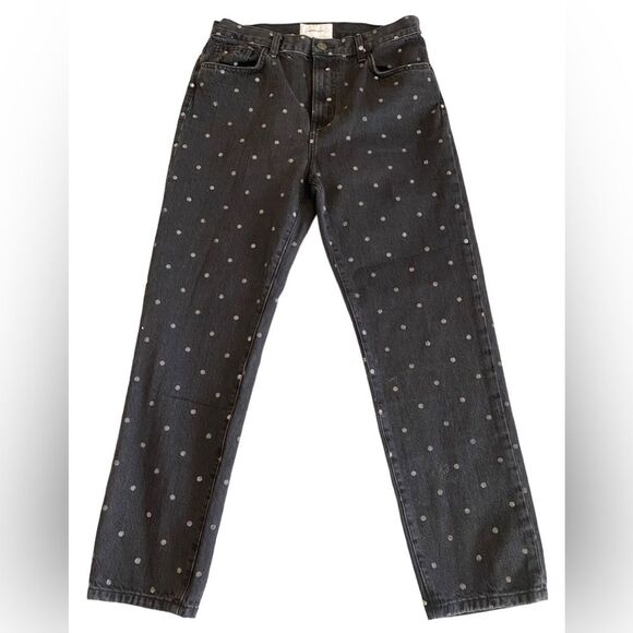 Current/Elliot The Vintage cropped slim black & white polka dot jean NWT size 29 - Picture 6 of 13